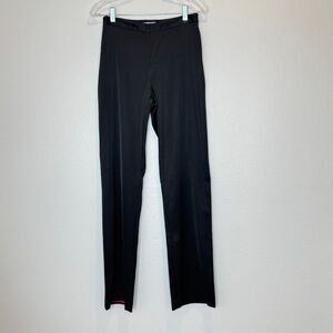 TRINA TURK Black Trousers Size 8T 32.5" Inseam Ribbed Twill Pink Lining Straight